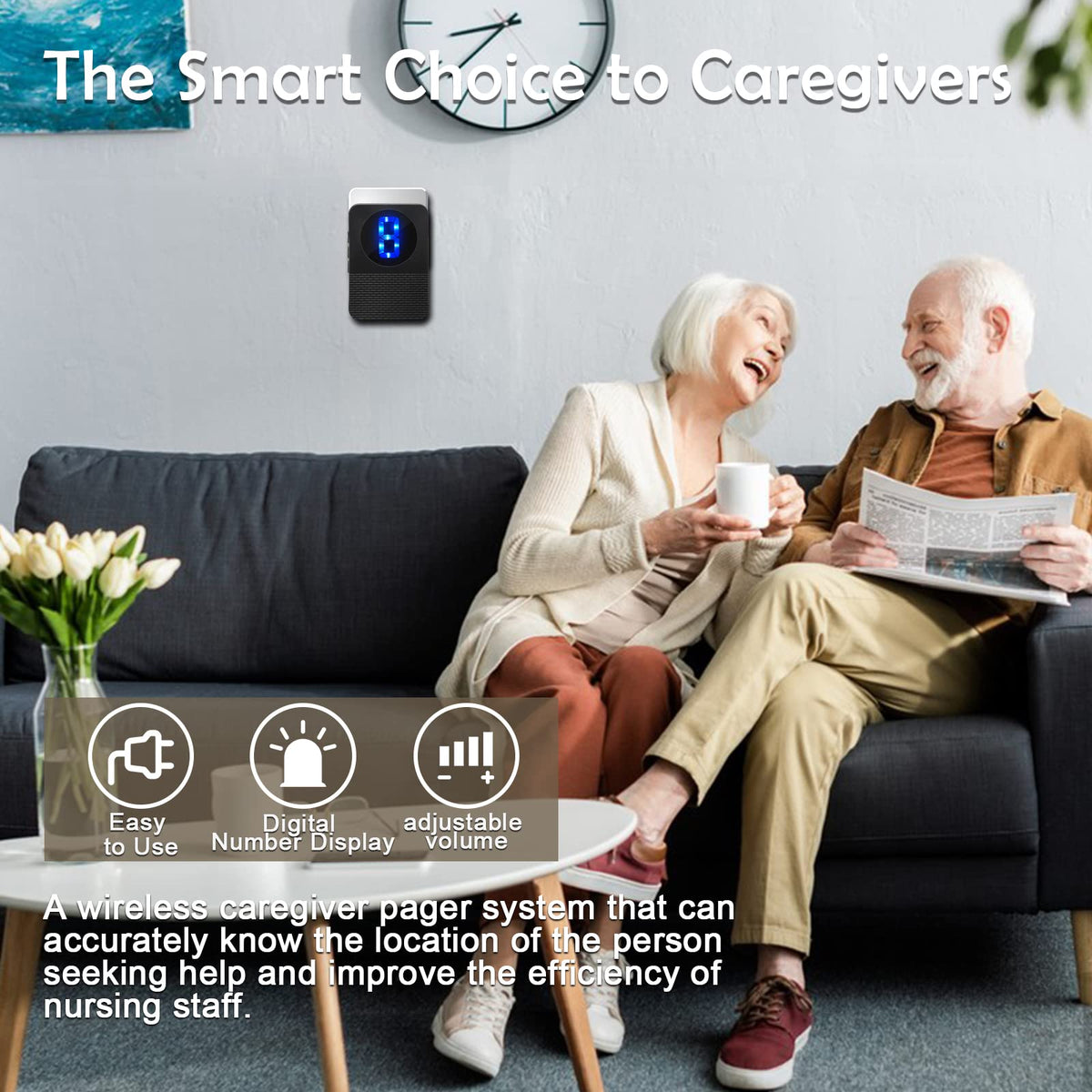 Calltou Wireless Caregiver Pager Call Button 500ft Smart Nurse Calling Alert 2675