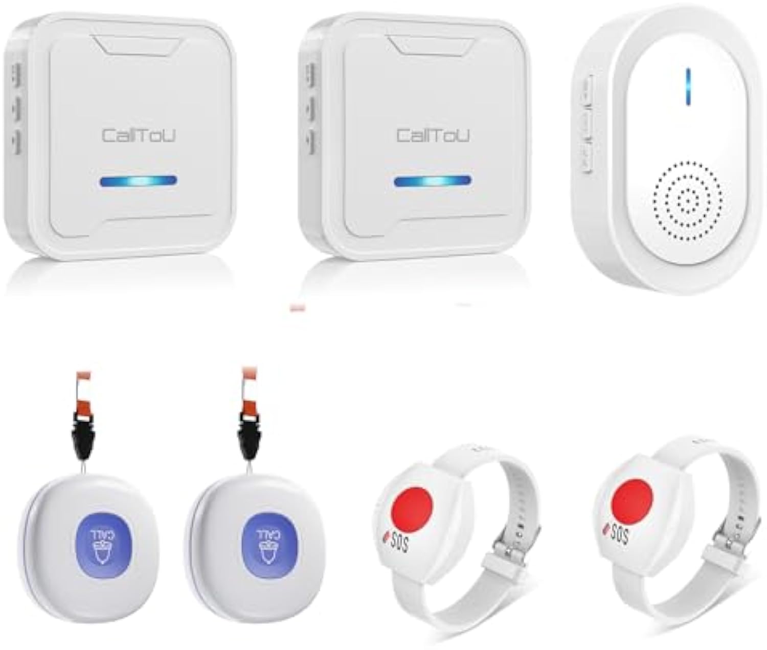 CallToU Wireless Caregiver Call Buttons Nurse Alert Call Buttons for Elderly/Patient/Disable/Home Call Bell System