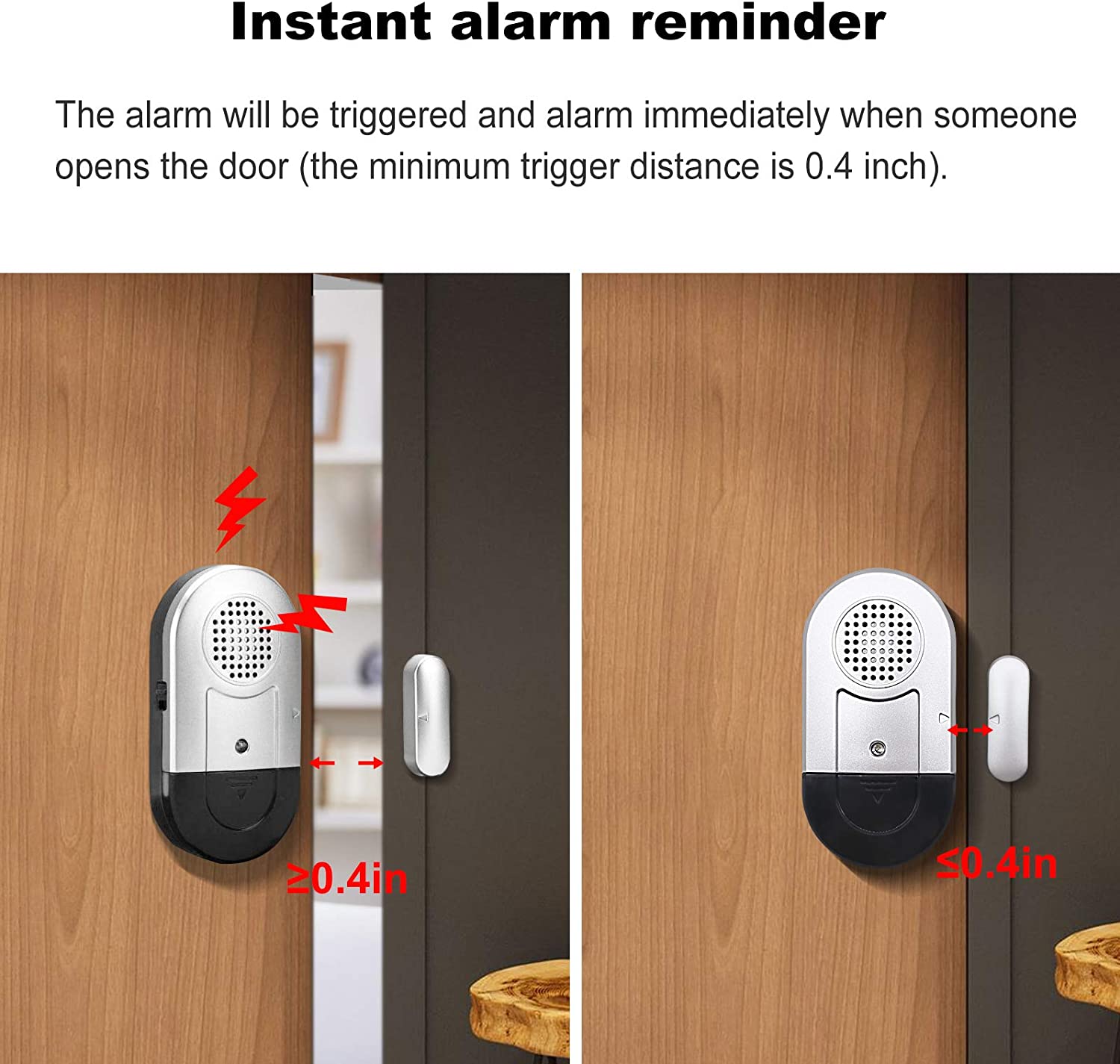 Paquete de 2 alarmas para puerta de ventana, alarma con sensor de puerta  para seguridad de los niños, sistema de alarma para seguridad del hogar sin