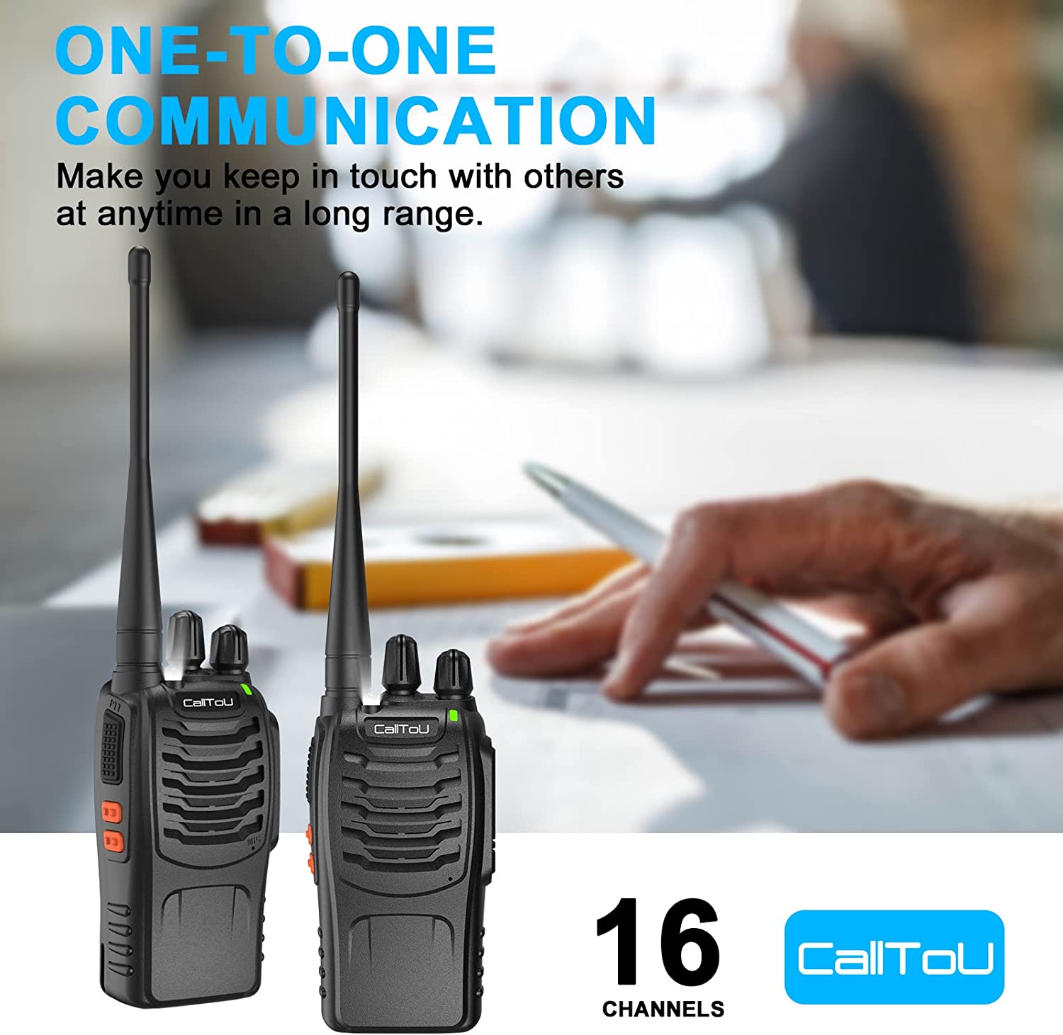 Talkie-walkie sans fil bidirectionnel rechargeable CallToU 16 canaux