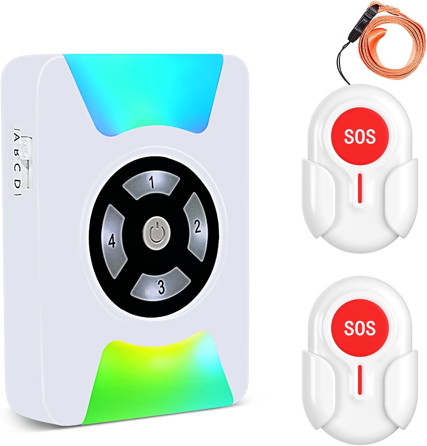 Botón de llamada de emergencia para ancianos 1 receptor + 2 Transmisor  Pager Sistema de alarma inalámbrico con batería Alarma para ancianos SOS  Llamada de emergencia